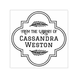 Tampon Auto-encreur Élégant Maroc Quatrefoil Frame Library Livre Nm