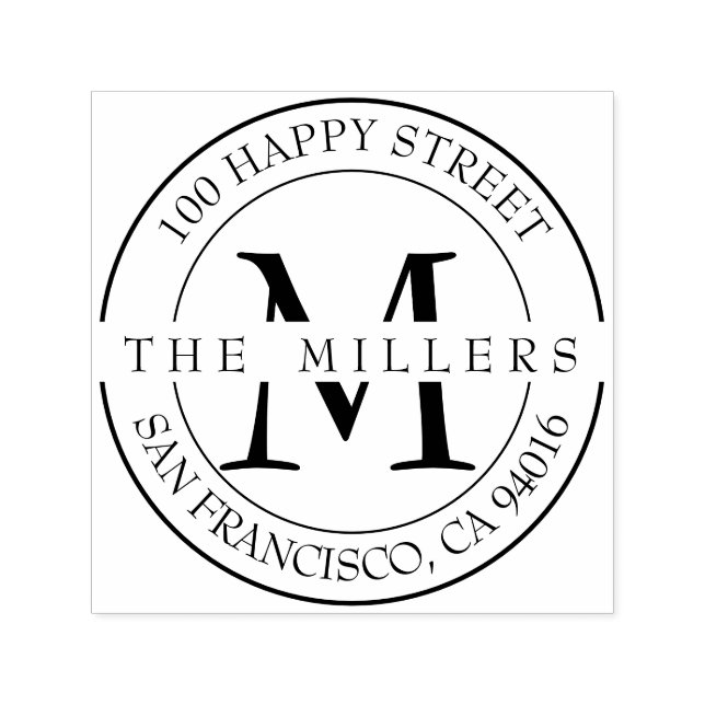 Tampon Auto-encreur Elegant Monogram Family Adresse de retour (Design)