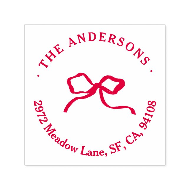 Tampon Auto-encreur Élégant Noël traditionnel arc rouge moderne (Design)