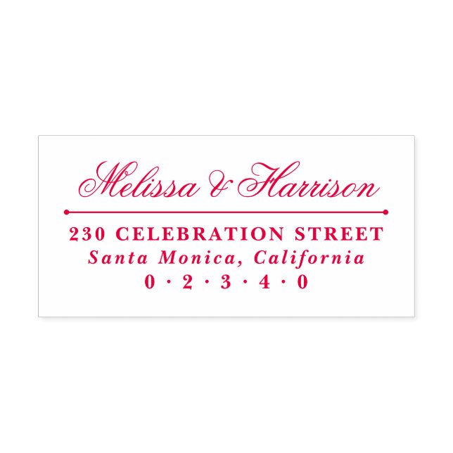 Tampon Auto-encreur Élégant nom de Mariage de script Adresse de retour (Design)