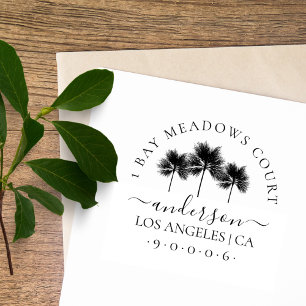 Tampon Auto-encreur Elegant Palm Trees Family Adresse de retour