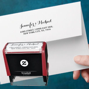 Tampon Auto-encreur Élégant Script Couple Nom Mariages Adresse de reto