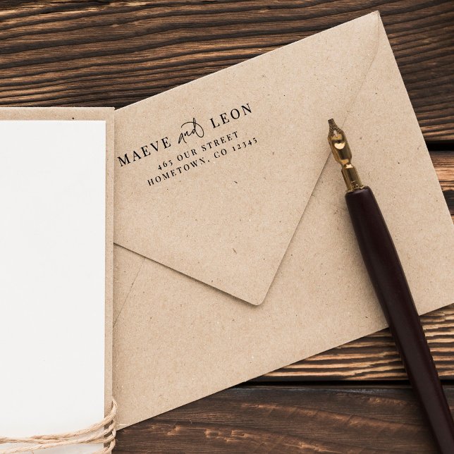 Tampon Auto-encreur Élégant Script élégant Moderne Chic Mariage Couple (Créateur téléchargé)