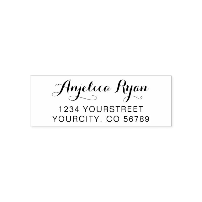 Tampon Auto-encreur Élégant Script Retourner l'adresse auto-écriture T (Design)