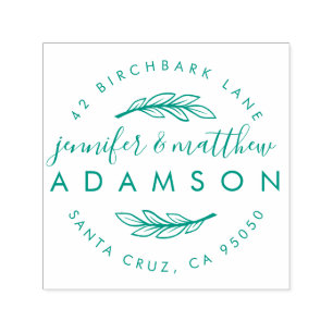 Tampon Auto-encreur Elegant Sprig Mariage Couple Adresse de retour