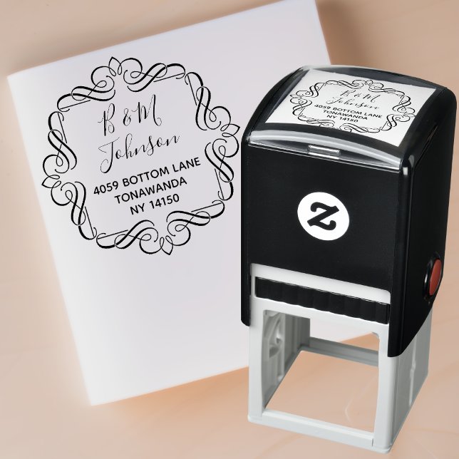 Tampon Auto-encreur Élégante adresse de retour de famille auto-encre t (Elegance Awaits: Customizable Family Return Address Stamp ✒️)
