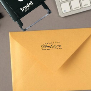 Tampon Auto-encreur Élégante adresse de retour du script calligraphiqu