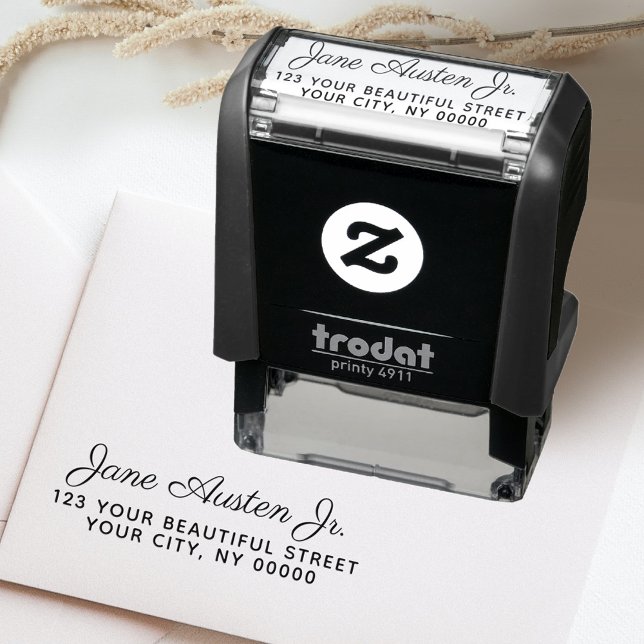 Tampon Auto-encreur Élégante adresse de retour manuscrite féminine (Créateur téléchargé)