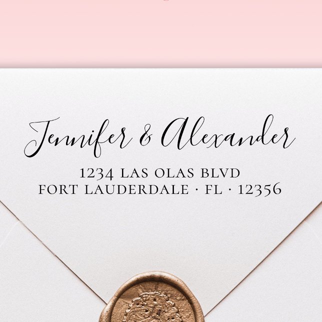 Tampon Auto-encreur Élégante Calligraphie Script Mariage Adresse de re (Créateur téléchargé)