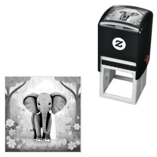 Tampon Auto-encreur Eléphant Bébé Bleu Whimsical,