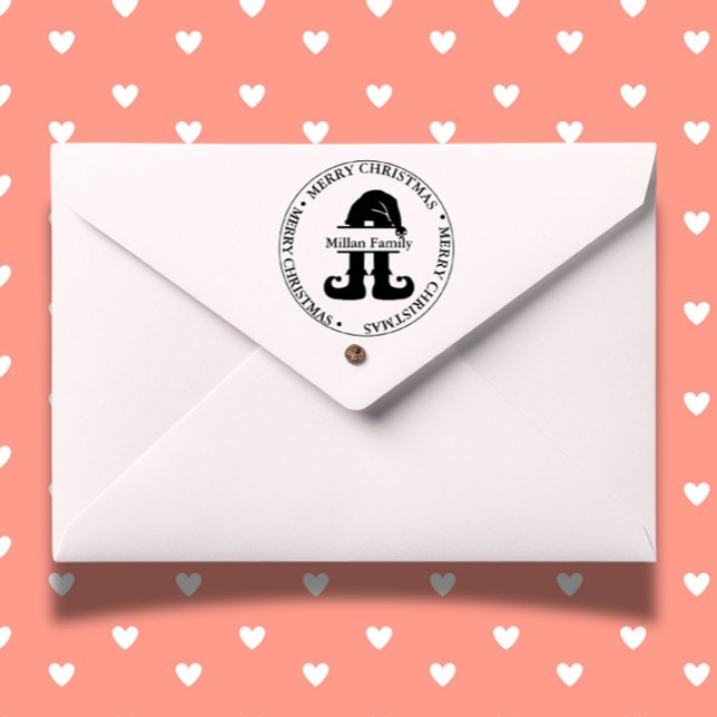 Tampon Auto-encreur Elf Christmas Boy thème (Add festive cheer to your holiday cards with the Elf Christmas Boy theme self-inking stamp.  )