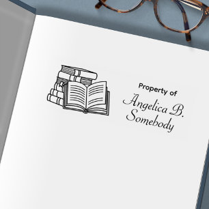 Tampon Auto-encreur Emballage de livres et livre ouvert Plaque d'achat