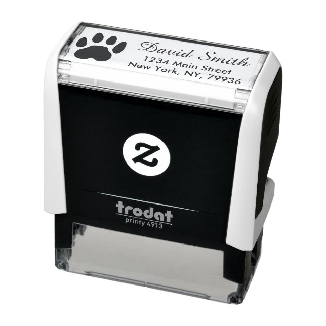 Tampon Auto-encreur Empreinte de patte animal Adresse de retour Chien  (Produit)