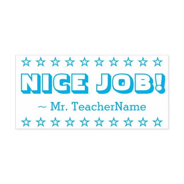 Tampon Auto-encreur Encouragement "JOB NICE !" + Nom de l'enseignant p (Design)