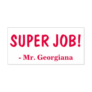 Tampon Auto-encreur Encouragement "SUPER JOB!" + Nom de l'éducateur pe