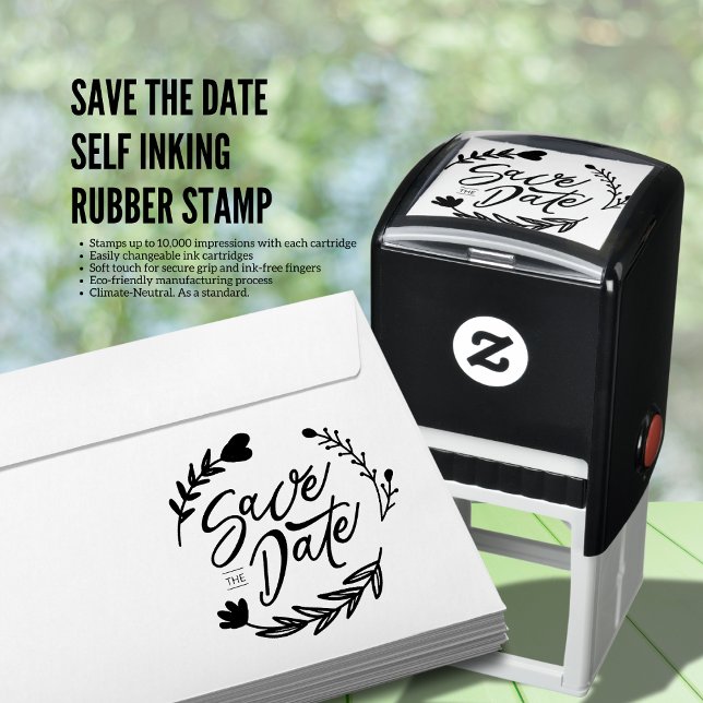 Tampon Auto-encreur Enregistrer La Date De L'Auto-Inking Timbre En Cao (Save The Date Self Inking Rubber Stamp)