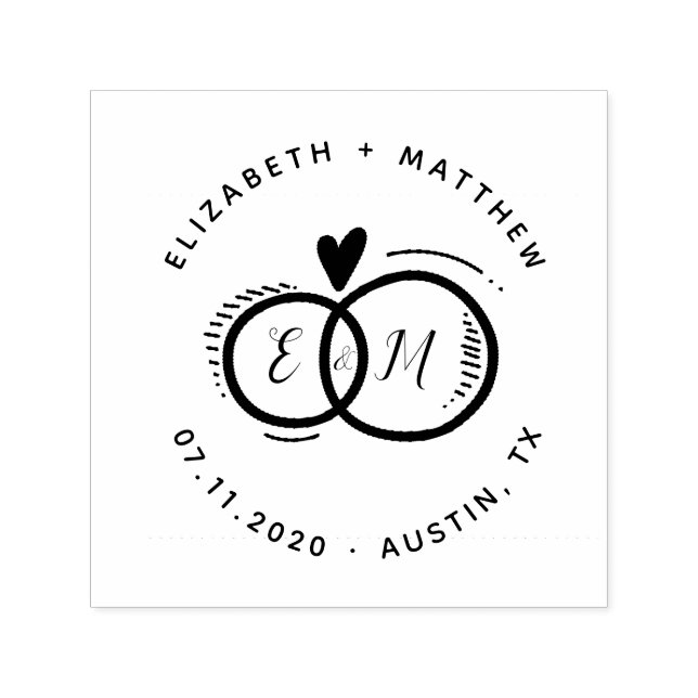 Tampon Auto-encreur enregistrer la date manuscrite mariage Timbre en c (Design)