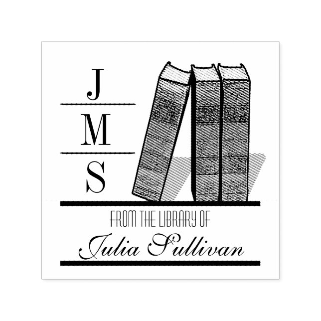 Tampon Auto-encreur Étagère de livre vintage (Design)