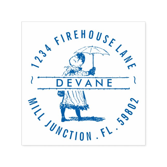 Tampon Auto-encreur Étiquette d'adresse de retour automatique pour fil (Design)