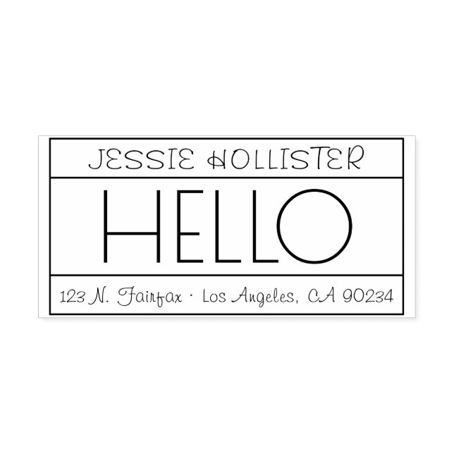 Tampon Auto-encreur Étiquette d'adresse de retour "Hello" amusante (Design)