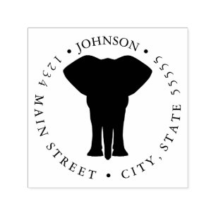 Tampon Auto-encreur Étiquette retour Silhouette Eléphant mignon