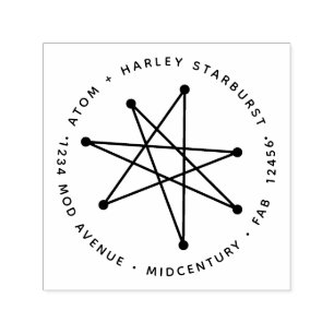 Tampon Auto-encreur Étoile de démarrage atomique minimaliste moderne d