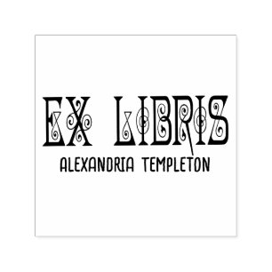 Tampon Auto-encreur Ex Libris Art Déco Texte Vintage n° 3 Bibliothèque
