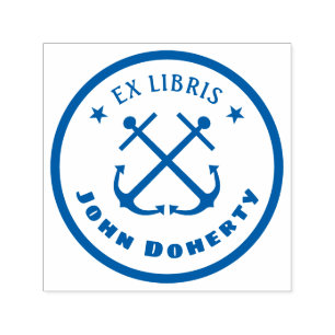 Tampon Auto-encreur Ex Libris avec deux ancres   Personnalisable