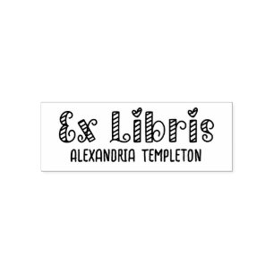 Tampon Auto-encreur Ex Libris Heart Barber Pole Rayure Bibliothèque Li