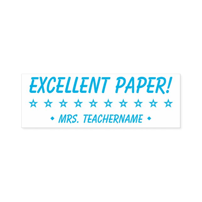 Tampon Auto-encreur "EXCELLENT PAPIER !" + Nom de l'éducateur Timbre e (Design)