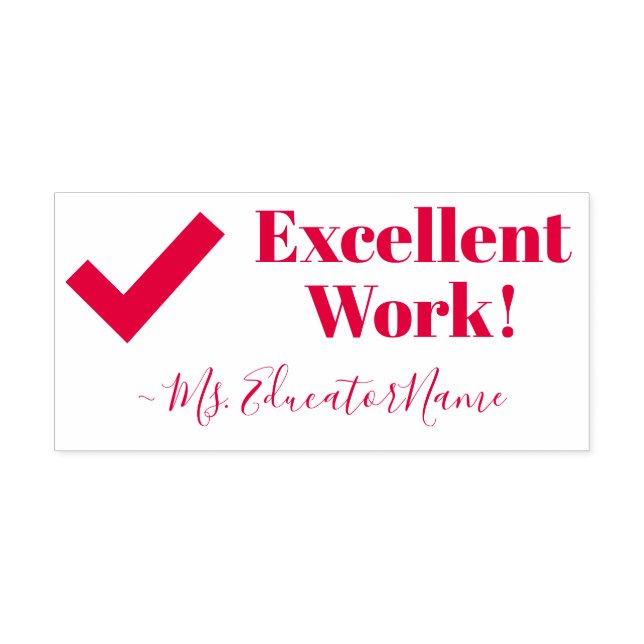 Tampon Auto-encreur "Excellent travail !" + Nom du tuteur personnalisé (Design)
