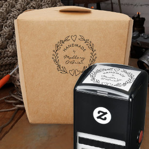 Tampon Auto-encreur Fabriqué à la main par Botanical Hearts Doodle Wre