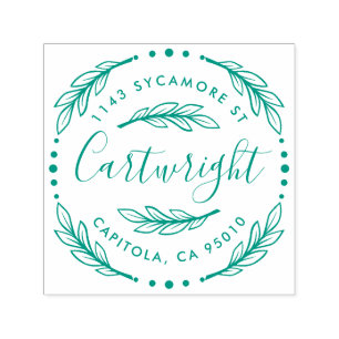 Tampon Auto-encreur Fabriqué Rustique Laurel Wreath Adresse de retour