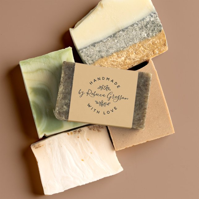 Tampon Auto-encreur Fait main avec amour | Script rustique et couronne (Créateur téléchargé)