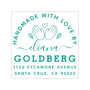 Tampon Auto-encreur Fait main mignon rustique avec l'étiquette d'arts