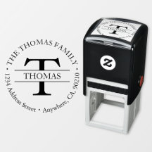 Famille Monogramme Auto-Inking Adresse Timbre en c