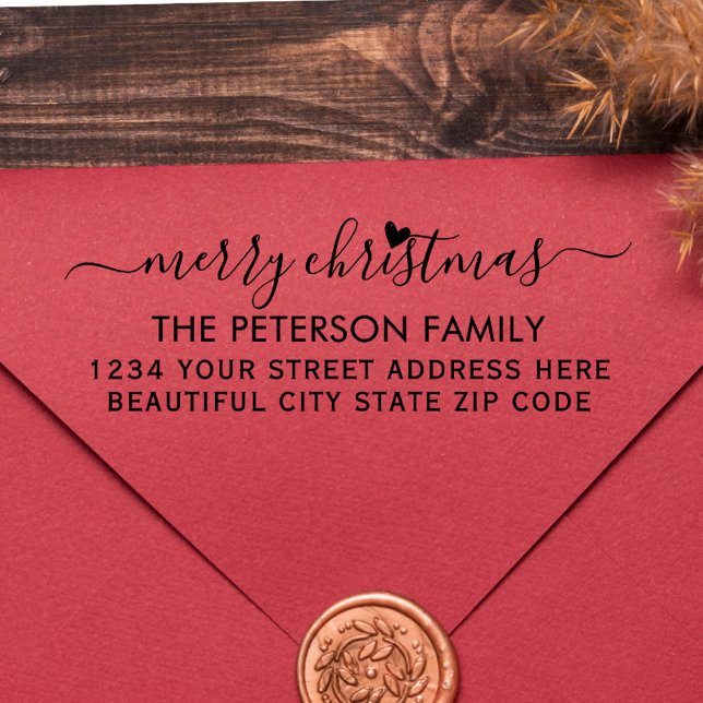 Tampon Auto-encreur Family Joyeux Noël Script Retourner l'adresse (Créateur téléchargé)