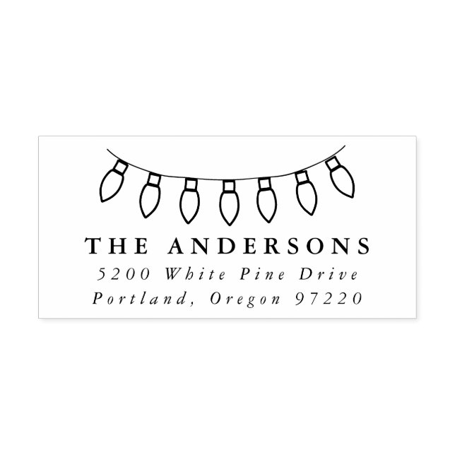Tampon Auto-encreur Festif Christmas Lights Adresse de retour (Design)