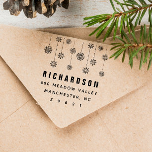 Tampon Auto-encreur Festive Holiday Snowflake Ornaming Adresse
