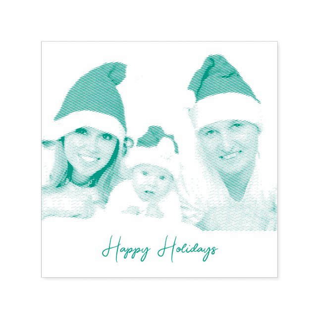 Tampon Auto-encreur Festive tendance Happy Holiday Photo (Design)