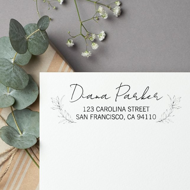 Tampon Auto-encreur Feuille Modern Script Adresse de retour (Créateur téléchargé)