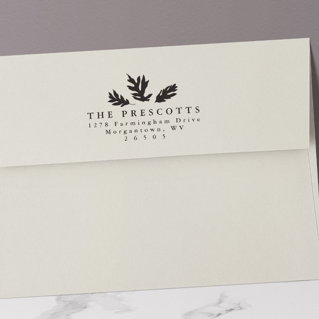 Tampon Auto-encreur Feuilles d'automne simple élégante adresse de reto (Créateur téléchargé)