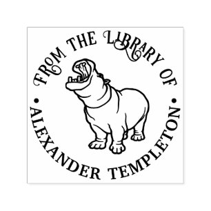 Tampon Auto-encreur Fierce Hippopotamus #2 Line Art Library Nom du liv