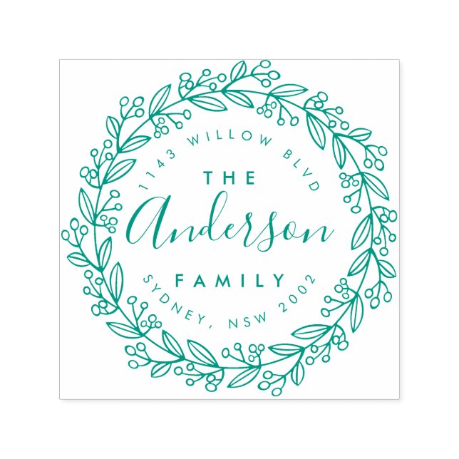 Tampon Auto-encreur Fil à main Fluale Famille Retour Adresse (Design)