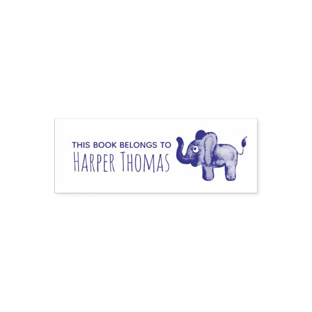 Tampon Auto-encreur Fille mignonne Ce livre appartient Safari Elephant (Design)