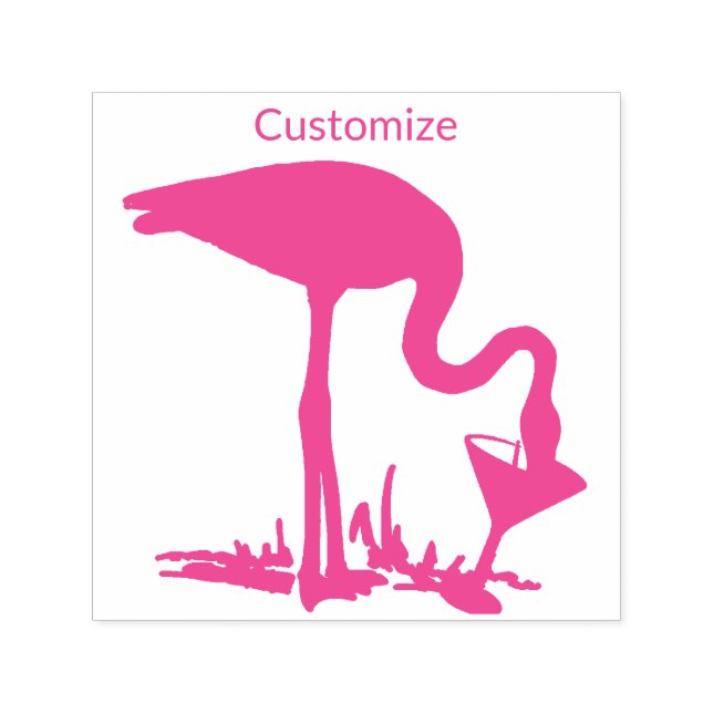 Tampon Auto-encreur Flamant rose Boire Martini Thunder_Cove (Design)
