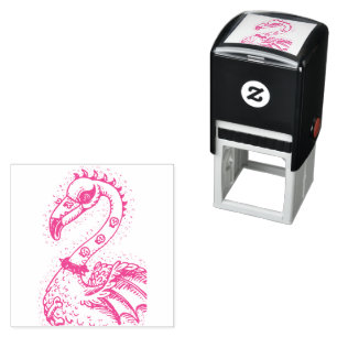 TAMPON AUTO-ENCREUR FLAMANT ROSE DE ROCKER GOTH PUNK, HAULEURS, CHEVEU