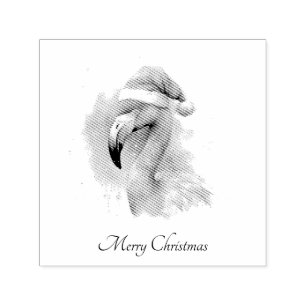Tampon Auto-encreur Flamant rose père Noël Snowbird, personnalisé
