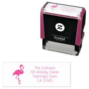 Tampon Auto-encreur Flamingo Rose Adresse de Retour