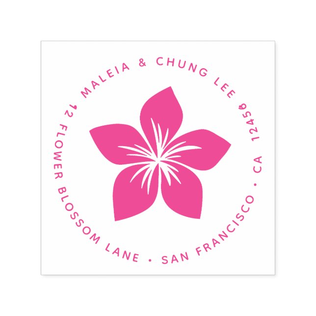 Tampon Auto-encreur Fleur de cerisier Plumeria orientale Hawaii (Design)